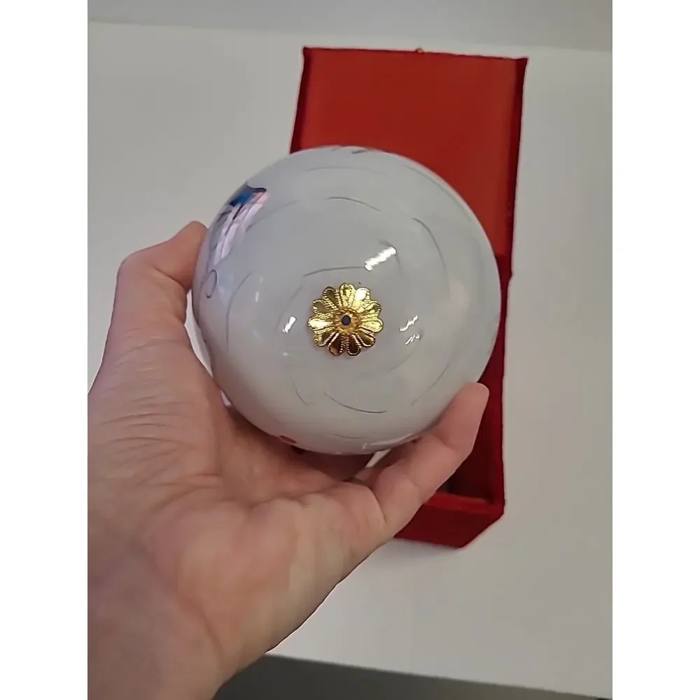 Pier One Li Bien Hand Painted Glass Ornament Snowman with Box 4